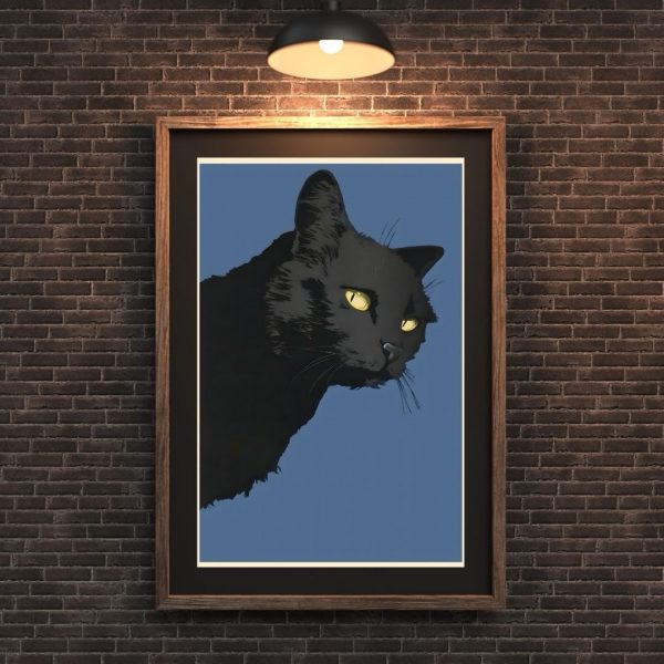 Black Cat Noir – Vintage Minimalist Poster Art Print - Image 3