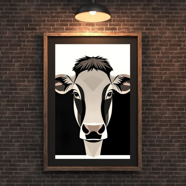 Moo Point – Minimalist Cow Portrait Poster Print - Image 2