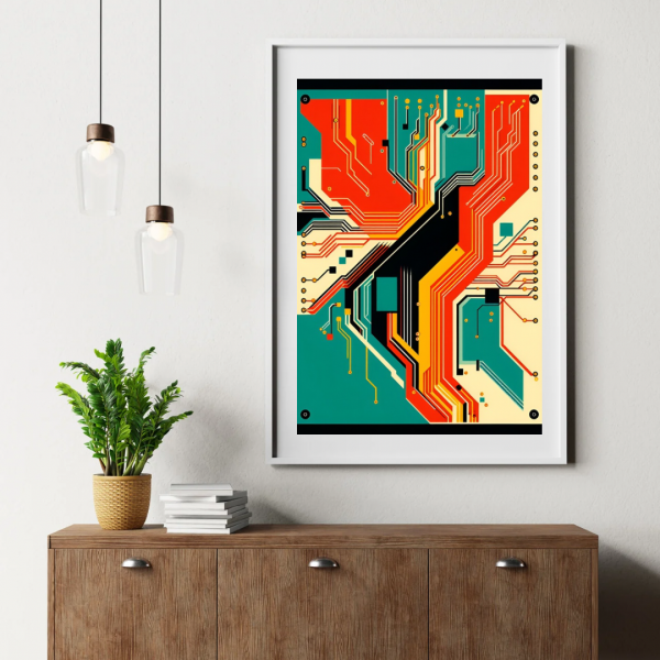 Synapse Grid – Retro-Tech Circuitboard Art Print - Image 5