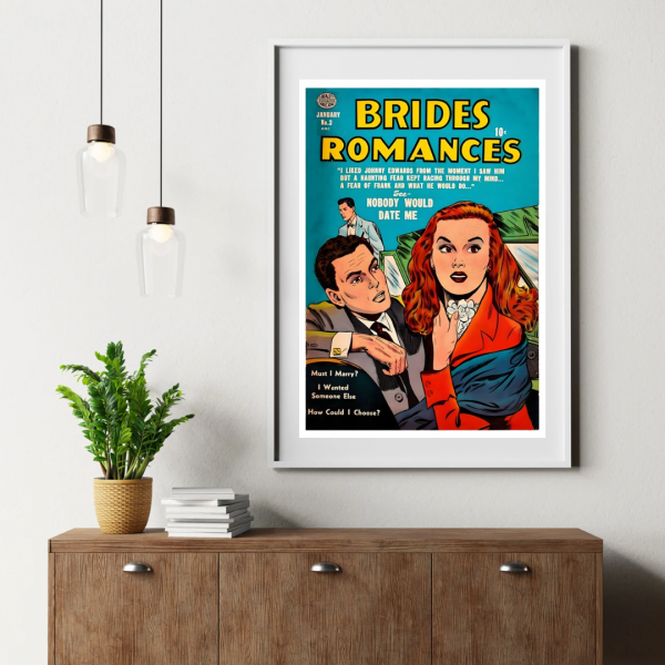 Brides Romances No. 3 – Nobody Would Date Me (1950s Romance Comic Cover) Poster Print - Image 3