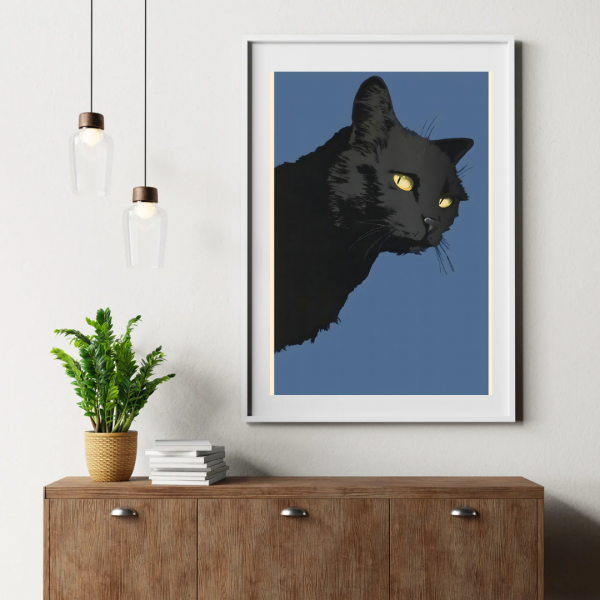 Black Cat Noir – Vintage Minimalist Poster Art Print - Image 2
