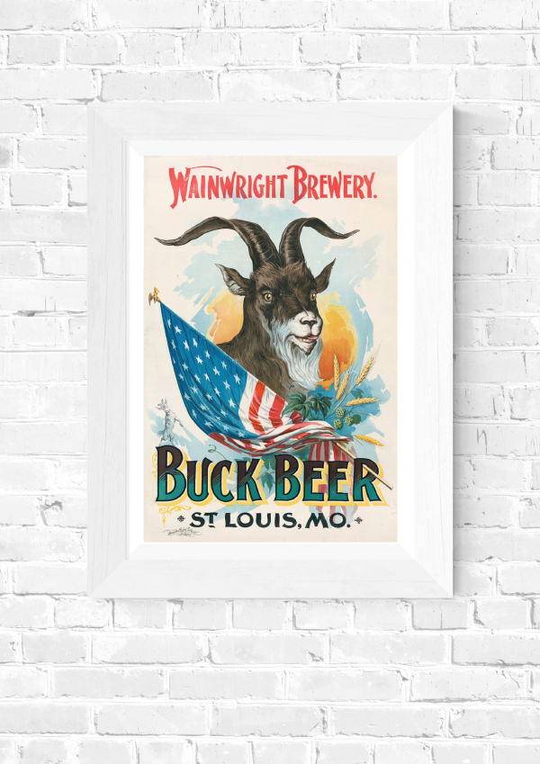 Buck Stops Here – Vintage Wainwright Brewery Goat Beer Poster Print - Image 5