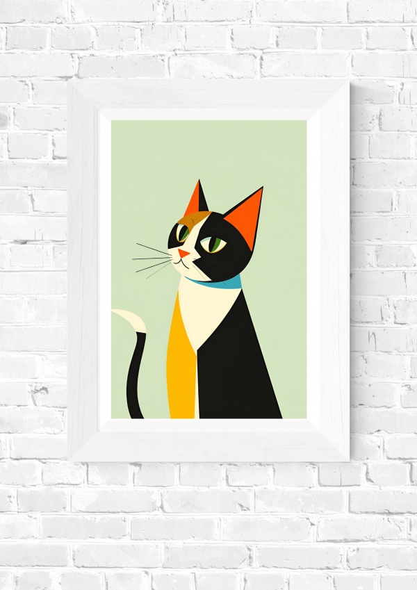Cool Catitude – Mid-Century Modern Geometric Cat Art Print - Image 5