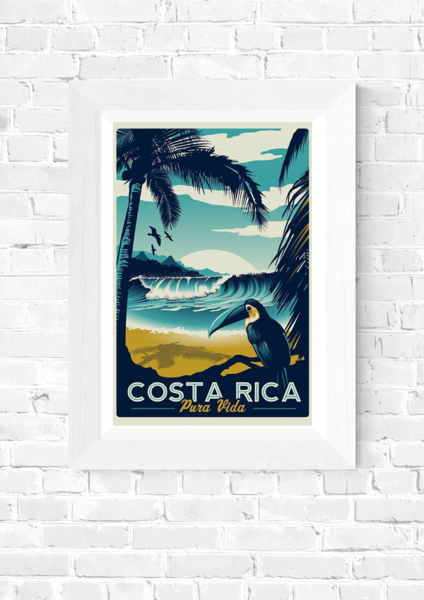 Costa Rica – Pura Vida Vintage Travel Poster Print - Image 5
