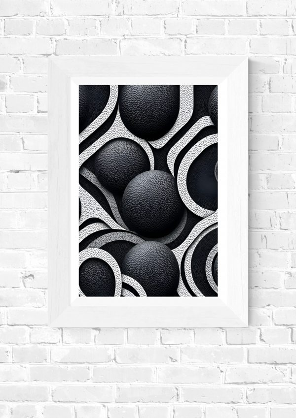 Crater Circuit – Monochrome Geometric Abstract Art Print - Image 5