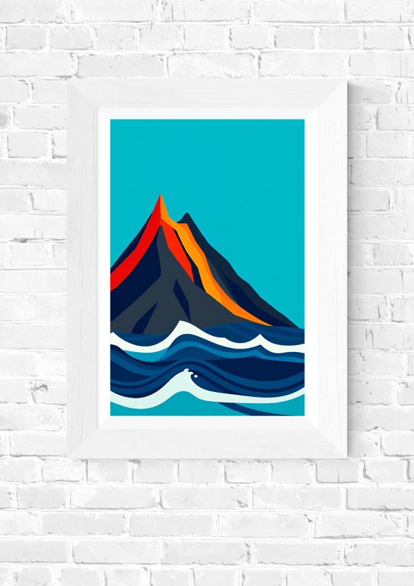 Molten Crest – Abstract Volcano and Ocean Art Print - Image 5