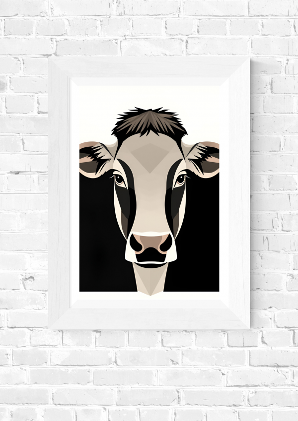Moo Point – Minimalist Cow Portrait Poster Print - Image 5