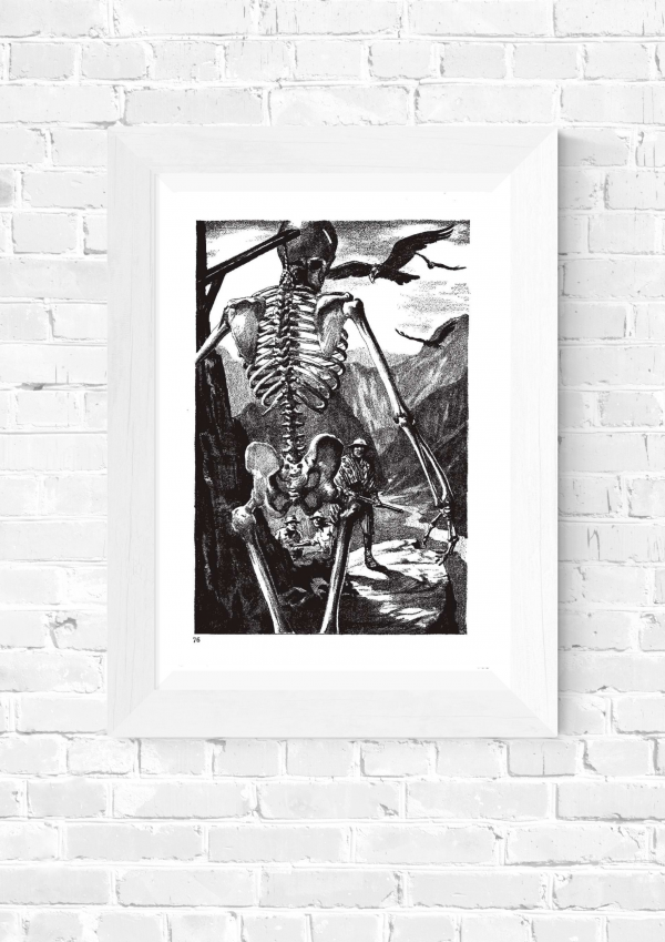 Skeleton Guy– Vintage Black & White Horror Illustration Print - Image 4