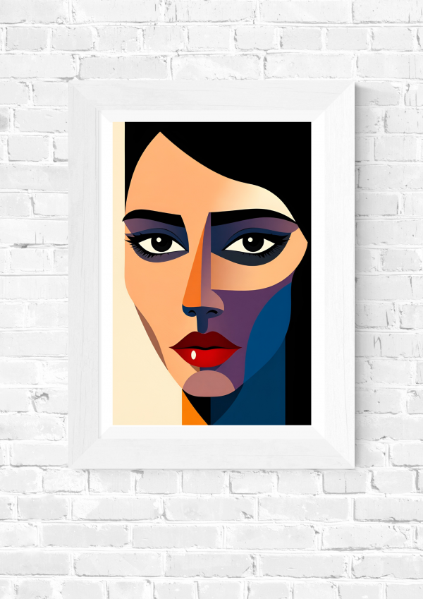 Stare Down – Modern Cubist Woman Portrait Art Print - Image 5
