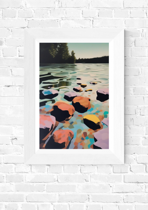 Stepping Stones – Modern Lake Shore Abstract Art Print - Image 5