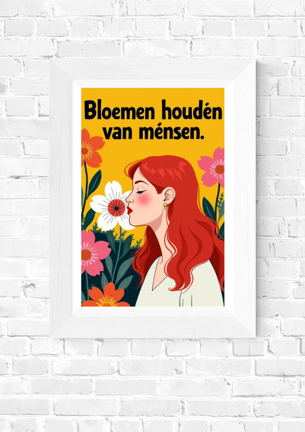 Bloemen Houden van Mensen – Dutch Retro Floral Poster Art Print - Image 5