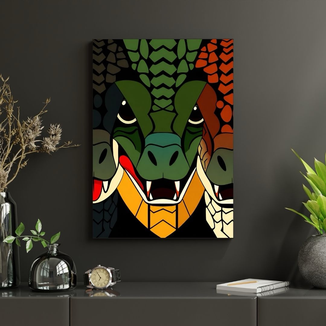 Three Lizards β Modern Abstract Serpent Art Print - Image 4