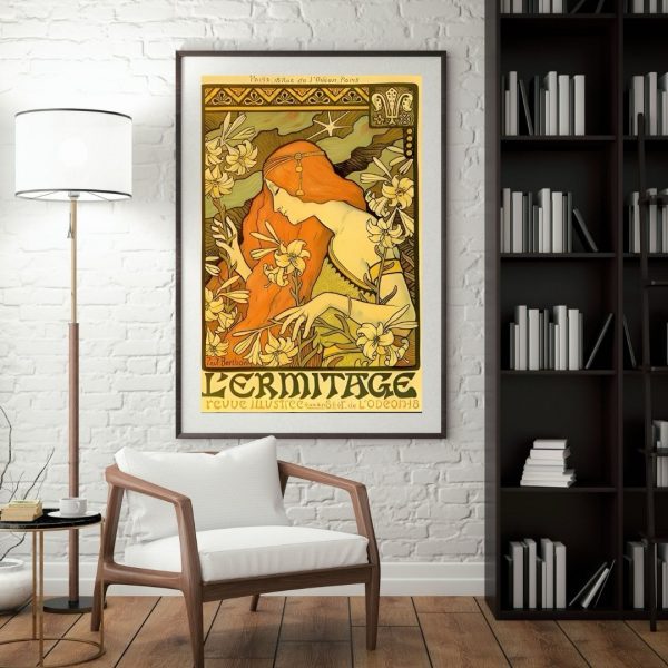 L'Ermitage – Vintage 1890s Art Nouveau Literary Magazine Poster Print - Image 2
