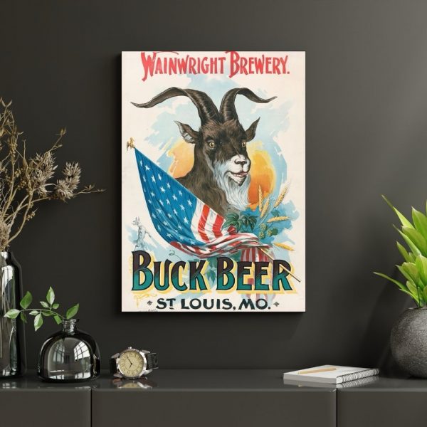 Buck Stops Here – Vintage Wainwright Brewery Goat Beer Poster Print - Image 3