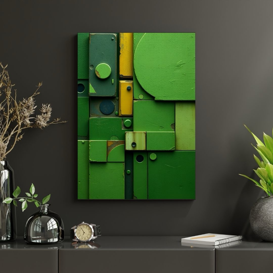 Moss Circuit – Industrial Minimalist Abstract Art Print - Image 4