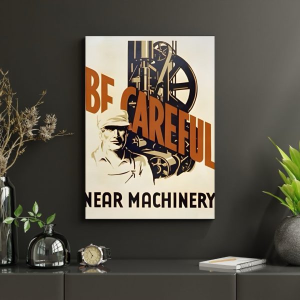 Be Careful Near Machinery – Vintage Industrial Safety Poster Print - Image 4