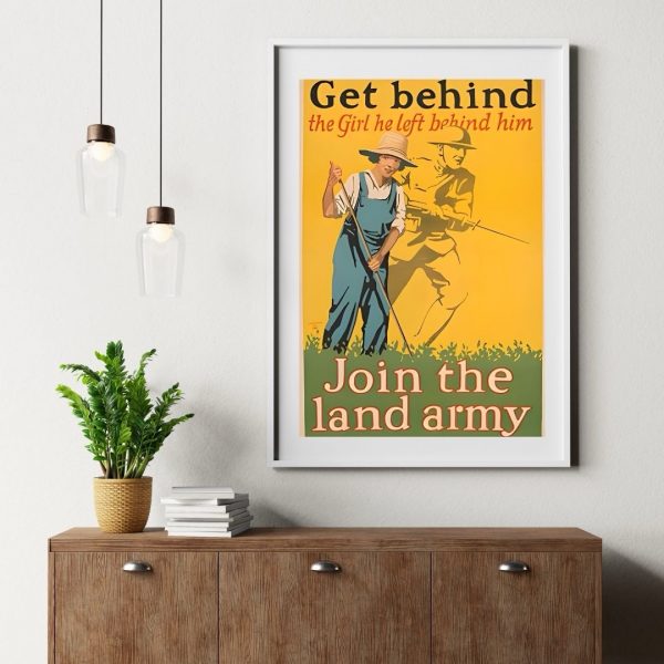 Get Behind the Girl He Left Behind Him – Vintage WWI Land Army Poster Print - Image 3