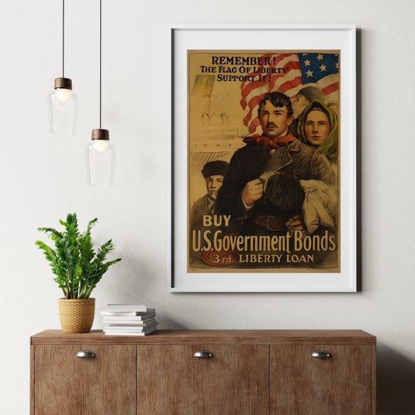 Remember! The Flag of Liberty – Vintage WWI Liberty Bond Poster Print - Image 3
