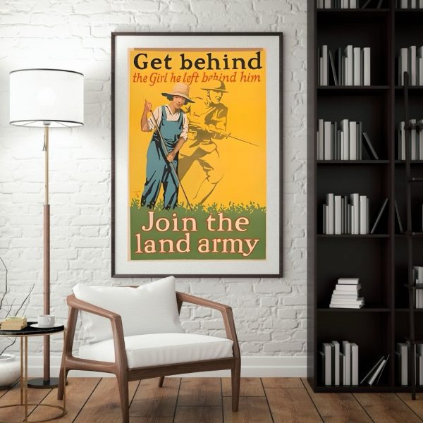 Get Behind the Girl He Left Behind Him – Vintage WWI Land Army Poster Print - Image 2
