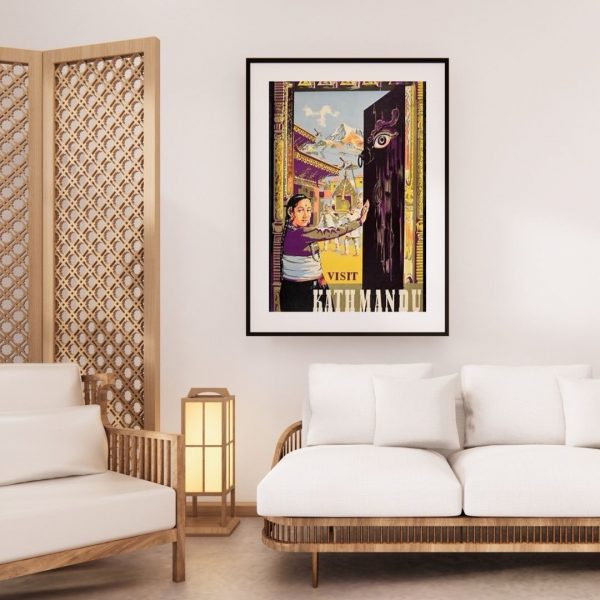 Kathmandu – Vintage Nepal Travel Poster Print - Image 2