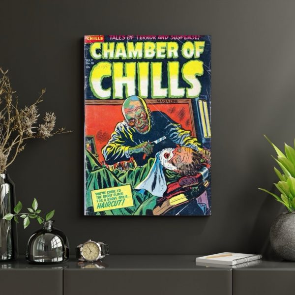 Chamber of Chills No. 18 – “You’ve Come to the Right Place for a Shave and a… Haircut!” Vintage Horror Comic Poster Print - Image 3