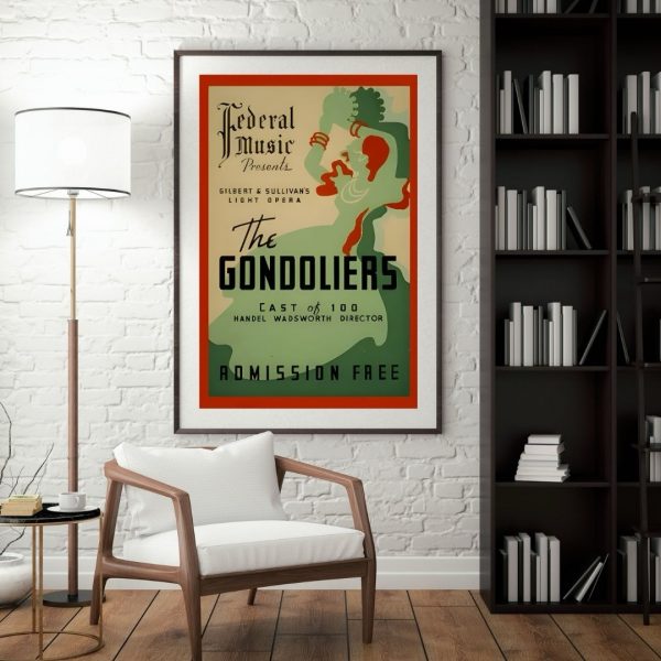 The Gondoliers – Vintage 1930s Federal Music Project Opera Poster Print - Image 2