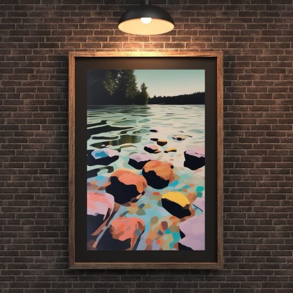 Stepping Stones – Modern Lake Shore Abstract Art Print - Image 2