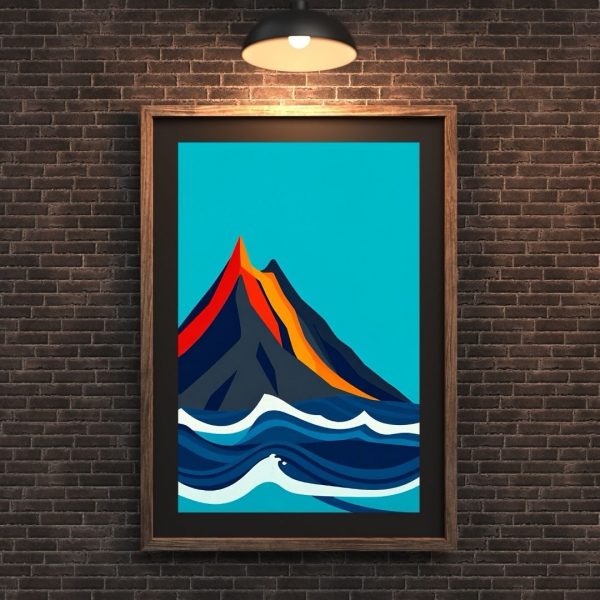 Molten Crest – Abstract Volcano and Ocean Art Print - Image 2