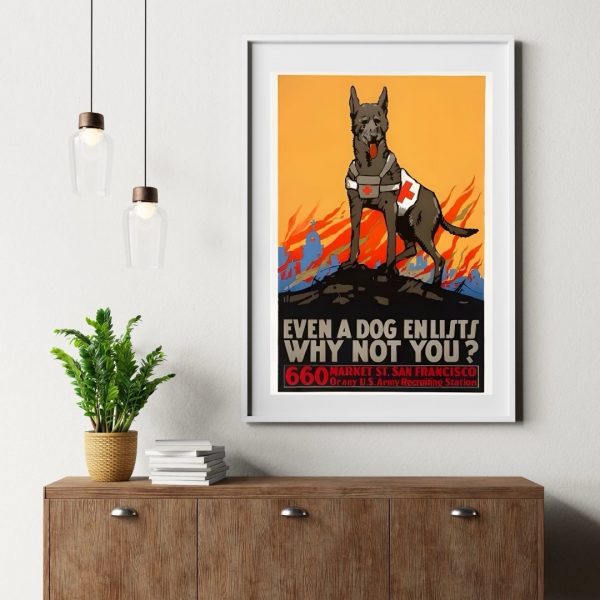 Even a Dog Enlists – U.S. Army Recruiting Poster (660 Market St. San Francisco) Poster Print - Image 4