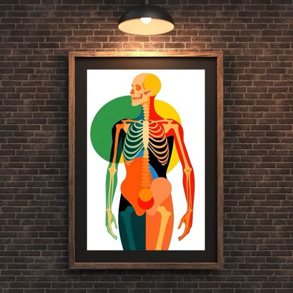 Chromatic Anatomy – Modern Pop Abstract Skeleton Art Print - Image 2
