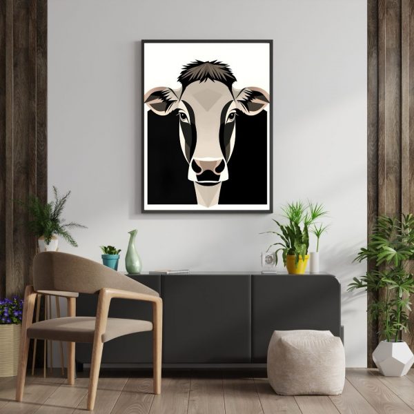 Moo Point – Minimalist Cow Portrait Poster Print - Image 3
