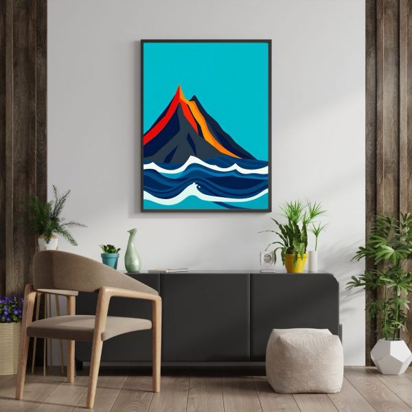Molten Crest – Abstract Volcano and Ocean Art Print - Image 3