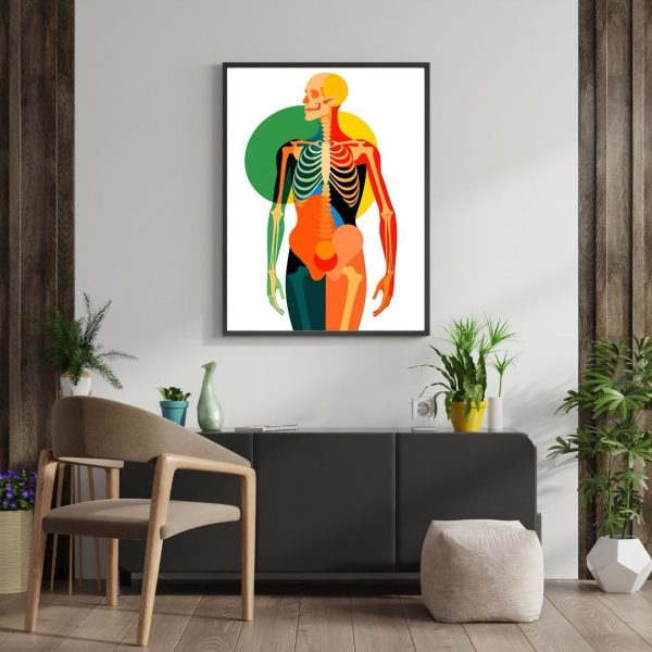 Chromatic Anatomy – Modern Pop Abstract Skeleton Art Print - Image 3