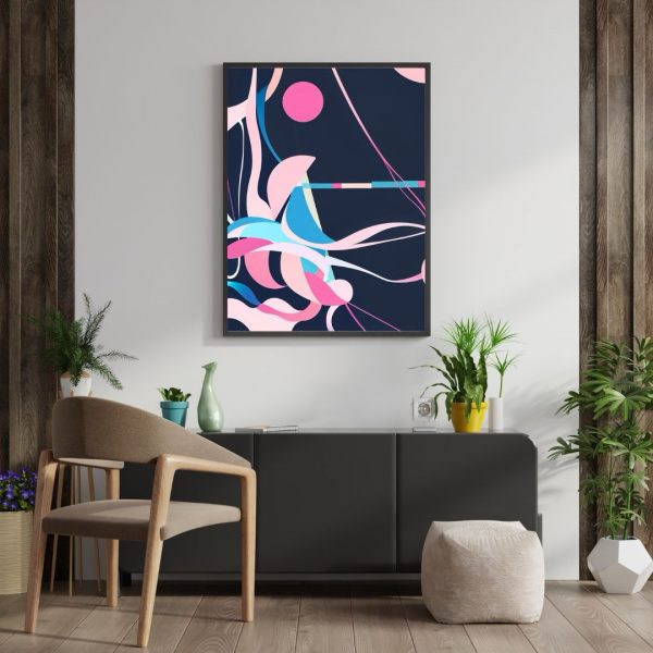 Ribbon Reverie – Modern Abstract Geometric Wall Art Print - Image 3