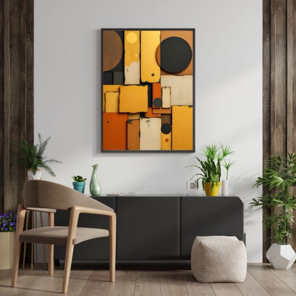 Golden Circuit – Modern Geometric Abstract Art Print - Image 3