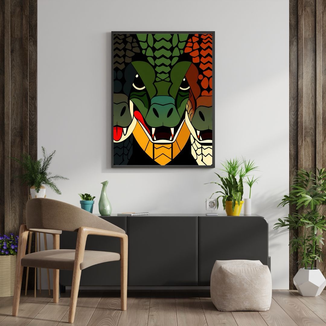 Three Lizards β Modern Abstract Serpent Art Print - Image 3