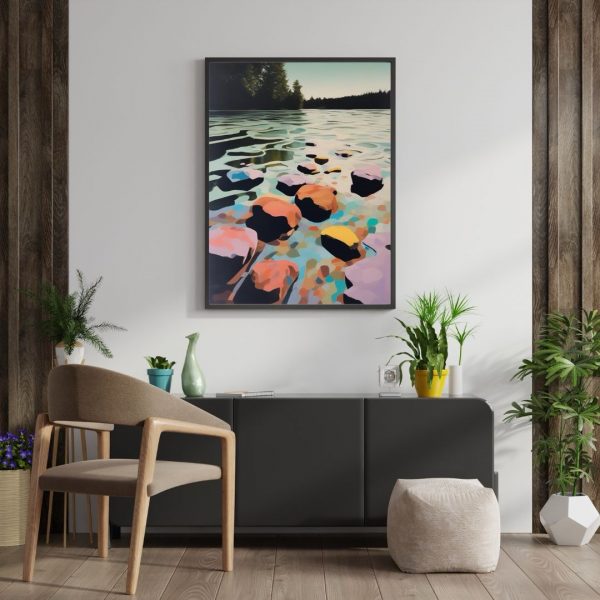 Stepping Stones – Modern Lake Shore Abstract Art Print - Image 3
