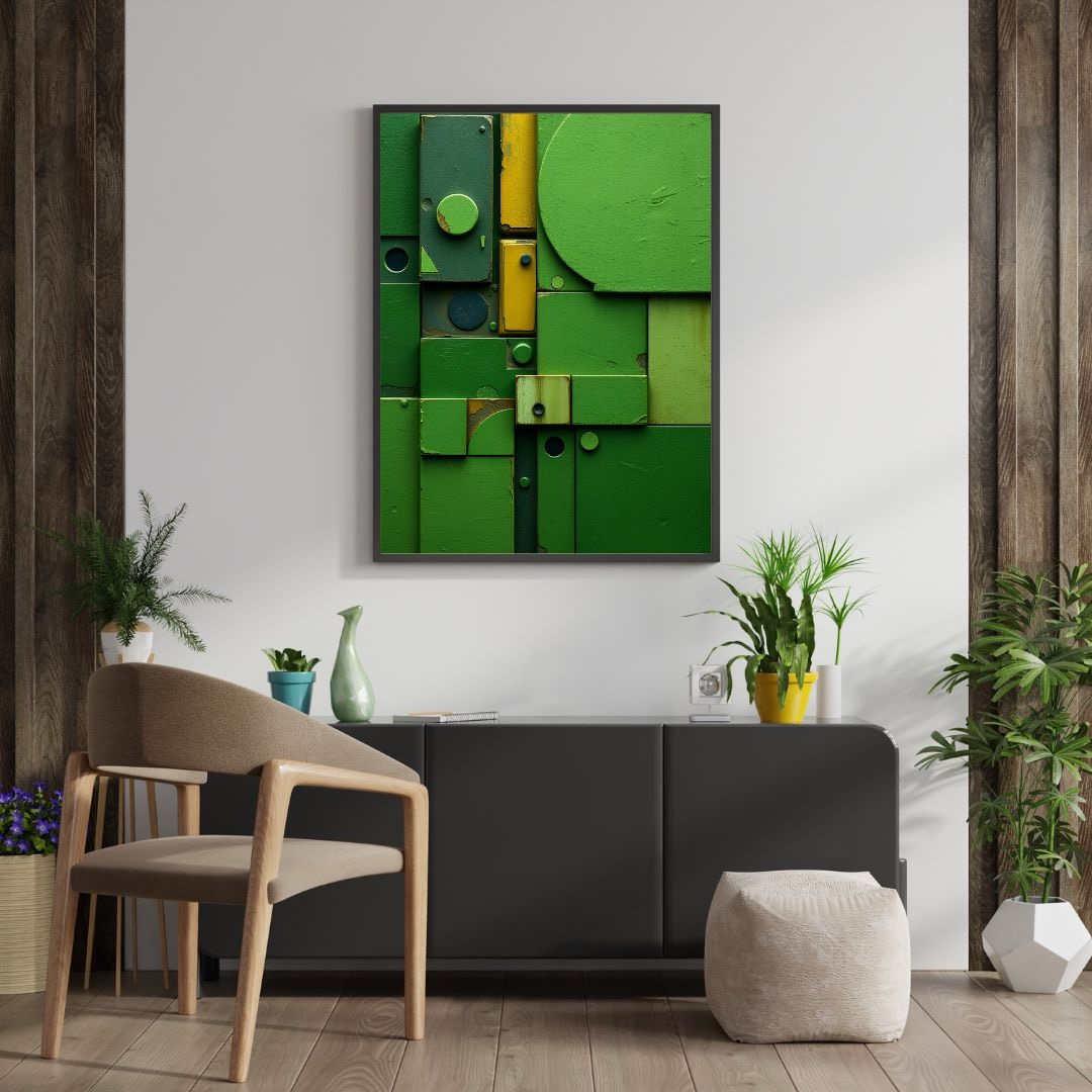 Moss Circuit – Industrial Minimalist Abstract Art Print - Image 3