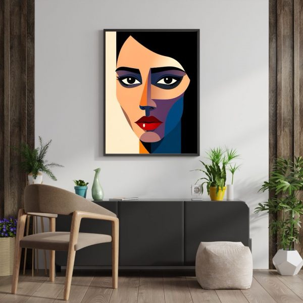 Stare Down – Modern Cubist Woman Portrait Art Print - Image 3