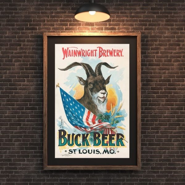 Buck Stops Here – Vintage Wainwright Brewery Goat Beer Poster Print - Image 2