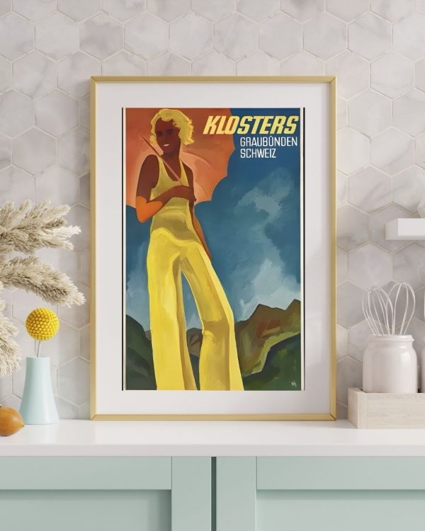 Klosters Graubünden Schweiz – Vintage Swiss Alps Travel Poster Print - Image 4