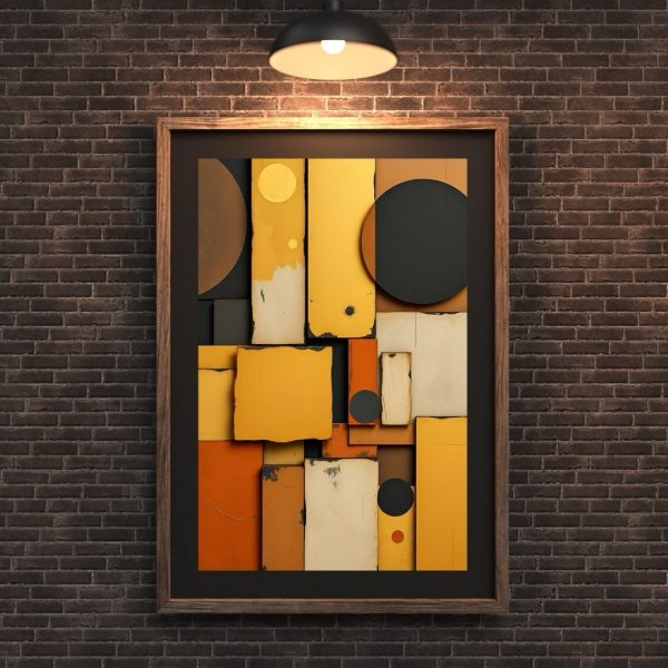 Golden Circuit – Modern Geometric Abstract Art Print - Image 2