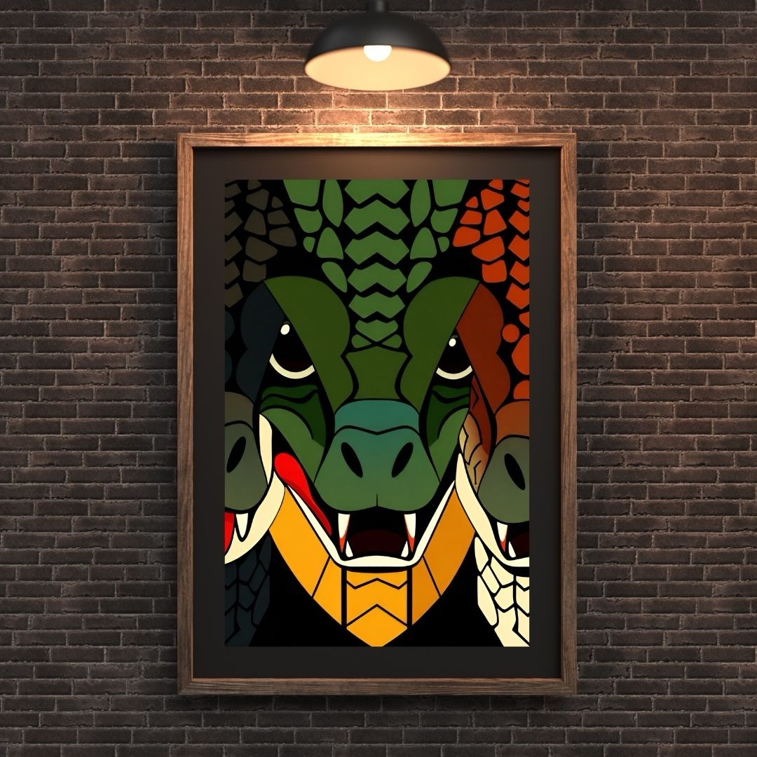 Three Lizards β Modern Abstract Serpent Art Print - Image 2