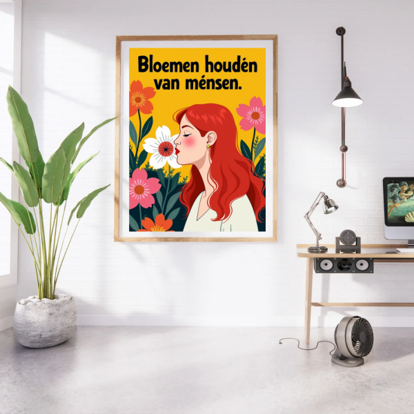 Bloemen Houden van Mensen – Dutch Retro Floral Poster Art Print - Image 3