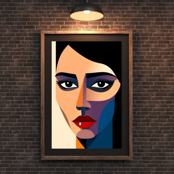 Stare Down – Modern Cubist Woman Portrait Art Print - Image 2