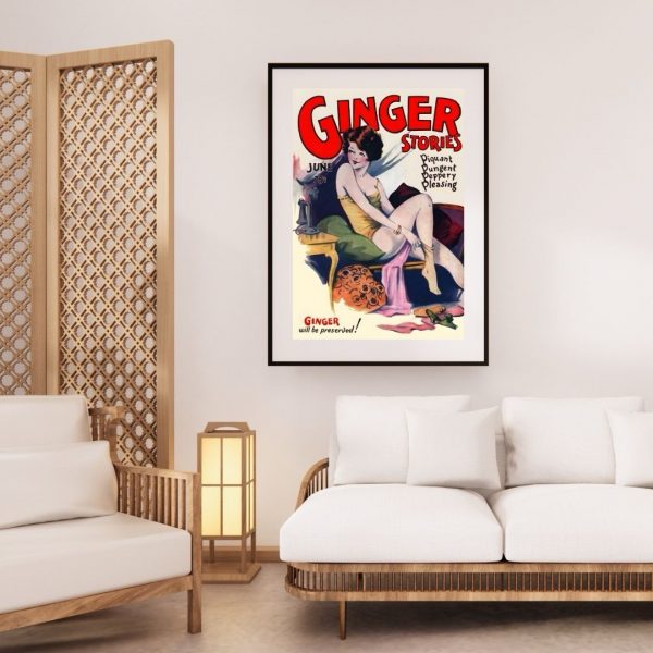 Ginger Stories – Vintage 1920s Risqué Magazine Cover Art Print - Image 2