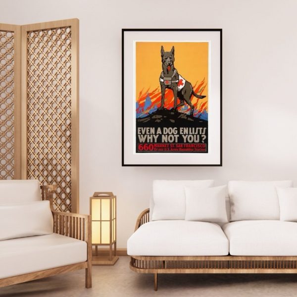 Even a Dog Enlists – U.S. Army Recruiting Poster (660 Market St. San Francisco) Poster Print - Image 2