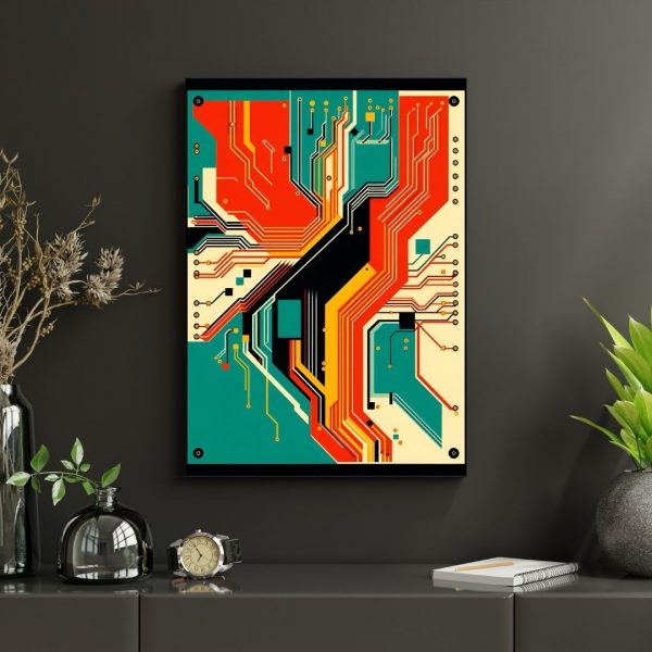Synapse Grid – Retro-Tech Circuitboard Art Print - Image 2