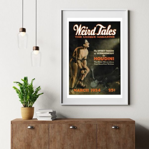 Houdini – Weird Tales March 1924 Vintage Cover Art Print - Image 3