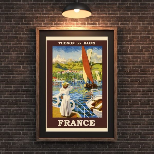 Thonon-les-Bains – Vintage French Riviera Travel Poster Print - Image 4